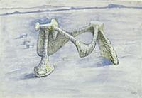 Sculptural Object in Landscape, 1939 (ink & w/c on