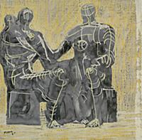 Family Group, 1945 (w/c & wax on paper) , artist: 