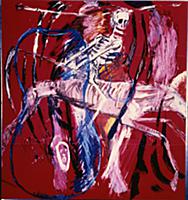 Death on a Holiday, 1980 (oil on velvet) , artist: