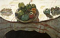 Plate of apples on a table, c.1910-12 (oil on canv