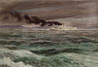 Hospital Ship, 1944 (oil on board) , artist: Bone,