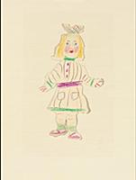 Young girl, 1940s (wax crayon on card) , artist: P