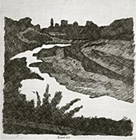 Savena Landscape, 1929 (etching) , artist: Morandi