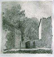 Landscape, Chiesanuova, 1924 (etching) , artist: M