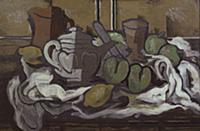 Still life with white tablecloth, 1925 (oil on mas