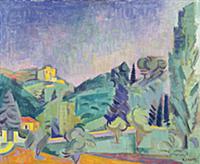 Landscape, 1935 (oil on canvas) , artist: Lhote, A