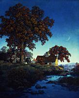 New Moon, 1958 (oil on panel) , artist: Parrish, M