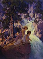 Waterfall, 1930 (oil on panel) , artist: Parrish, 