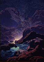 Moonlight, 1932 (colour litho) , artist: Parrish, 