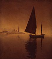 Venice - Twilight, 1904 (oil on paper) , artist: P