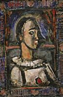 Pierrot with a Rose, c.1936 (oil on canvas) , arti