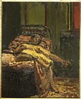 Girl on a Bed, Mornington Crescent (oil on canvas)