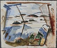 Maine Islands, 1922 (w/c & charcoal on off-white w