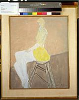 Girl on a High Chair, 1960 (oil on canvas board) ,