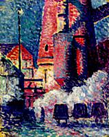 Tall Furnaces, 1896 (oil on paper mounted on board