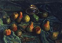 Pears on a green tablecloth, 1922 (oil on canvas) 