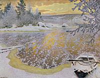 Frost on Ice, 1924 (colour litho) , artist: Fjaest