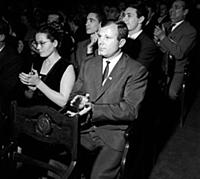 3615783 Yuri Gagarin and his wife are applauding, 