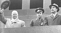 3906034 Nikita Khrushchev with Yuri Gagarin and Le