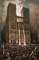 XIR229969 The Populace Besieging Notre-Dame (pen &