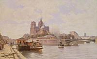 BAL34698 The Seine at Notre Dame by Guillermot, C.