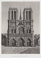 3097070 Facade of Notre Dame de Paris (b/w photo) 