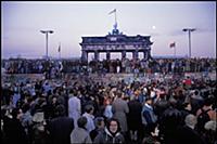 Berliners from East and West celebrating the openi