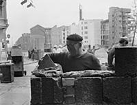 Construction of the Berlin Wall at the corner of L