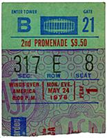 Ticket Stub of Paul McCartney on his Wings Over Am