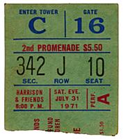 Ticket Stub of George Harrison and Friends perform