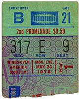 Ticket Stub of Paul McCartney on his Wings Over Am