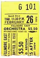 Ticket Stub of Ten Years After performing at Fillm