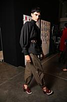 A model backstage at the Fendi Ready to wear show 