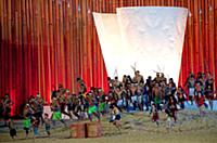 The Gaviao people perform a 'happiness' show at th