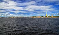 Peter and Paul Fortress viewed from Neva river in 