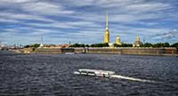 Peter and Paul Fortress viewed from Neva river in 