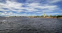 Peter and Paul Fortress viewed from Neva river in 