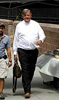 Stephen Fry on the set of the movie 'The Brits Are
