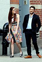 Lydia Hearst and Jon Abrahams on the set of the mo