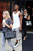 Michael B. Jordan leaves a downtown hotel in New Y