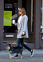 Actress Dakota Johnson walks her dog Zeppelin in t