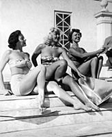 Women sunbathing using reflectors