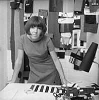 Mary Quant in her studio in  Chelsea, London, 1963