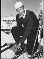 Gary Cooper, American film star,  skiing in Sun Va