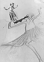 Girl dancing with a sand drawing by cartoonist War