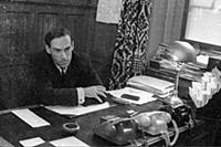 Jeremy Thorpe in his office at Westminster, Houses