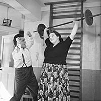 Actress and Comedienne Hattie Jacques doing a work