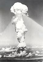 The mushroom cloud above Hiroshima which reached a