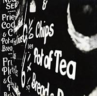 The menu board of a cafe in Leicester in 1962