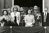 The Royal Family watching a flypast from a balcony